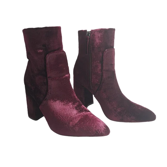 Steve Madden Women's Jaque Burgundy Velvet Ankle Boots 9M - Picture 2 of 15